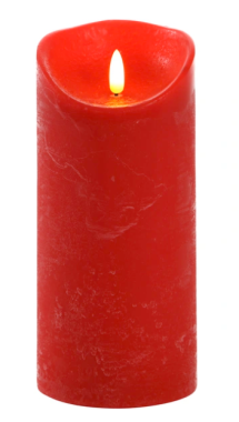 CASAYA LED Kerze, 3D Rustic FLAME, Ø 9 cm, rot, Timer, 10613
